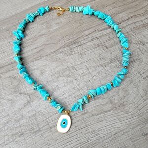New Turquoise Stone Necklace boho sterling silver handmade unique